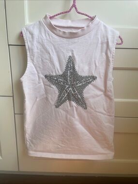 Nui Girls' Sleeveless Pink Starfish Tank Top